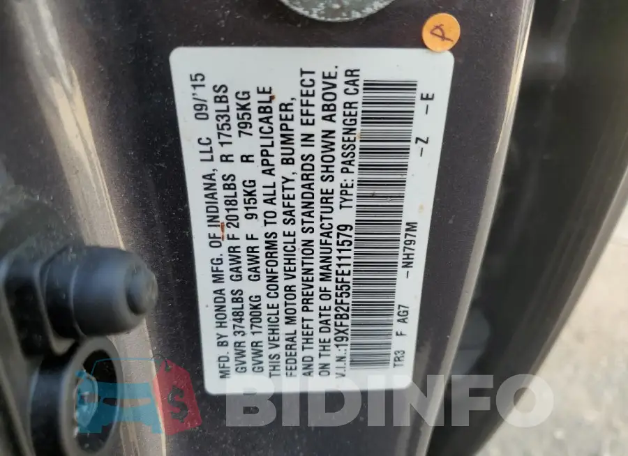 19XFB2F55FE111579 Photo# 12