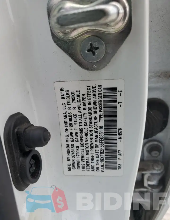 19XFB2F56FE036116 Photo# 12