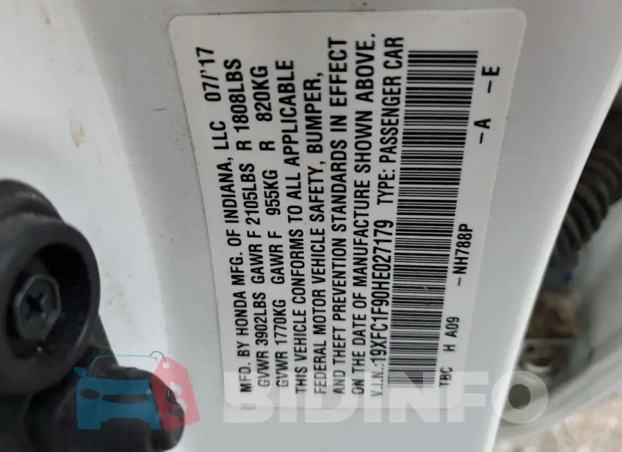 19XFC1F90HE027179 Photo# 12