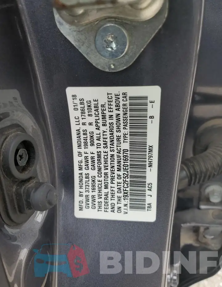 19XFC2F52JE016970 Photo# 12