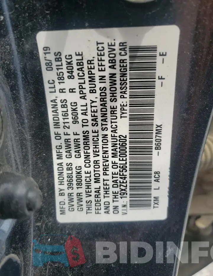 19XZE4F56LE000602 Photo# 12