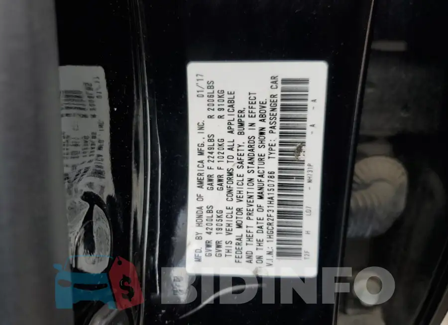 1HGCR2F31HA150786 Photo# 12