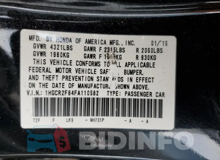 1HGCR2F84FA110582 Photo# 12
