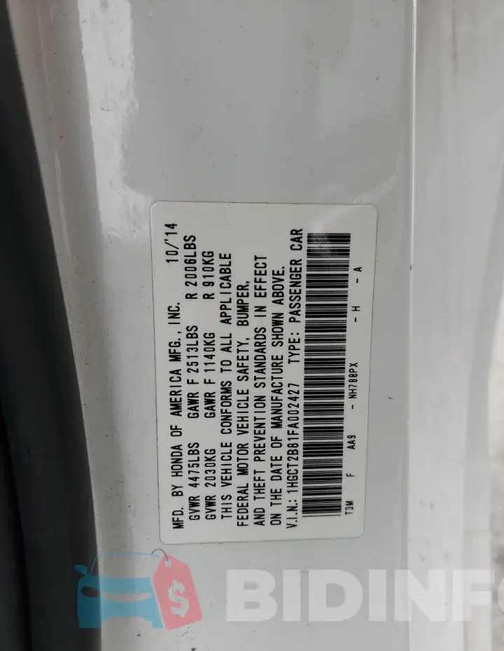 1HGCT2B81FA002427 Photo# 12