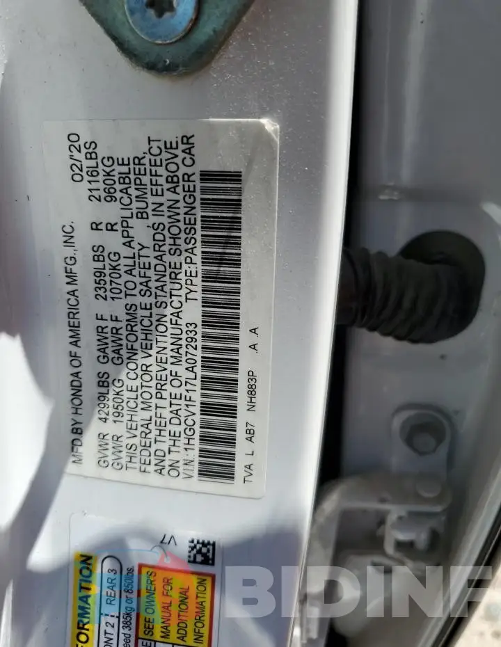1HGCV1F17LA072933 Photo# 12