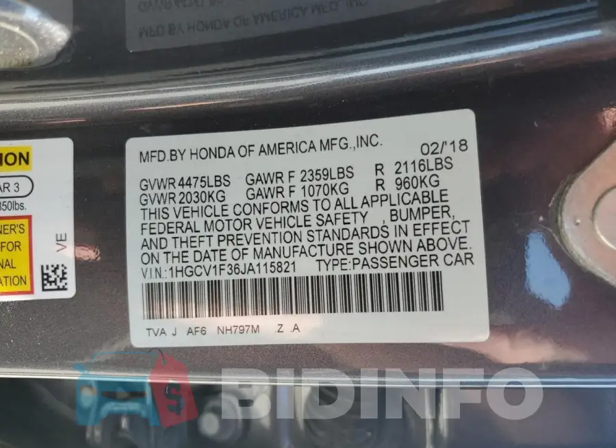 1HGCV1F36JA115821 Photo# 12