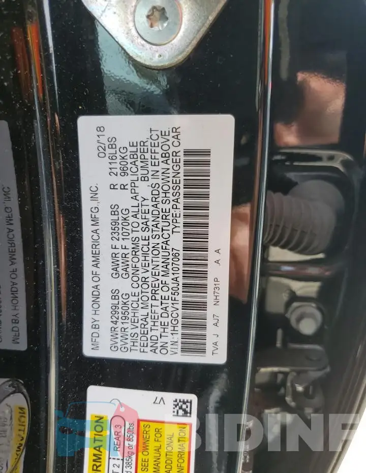 1HGCV1F50JA107067 Photo# 12