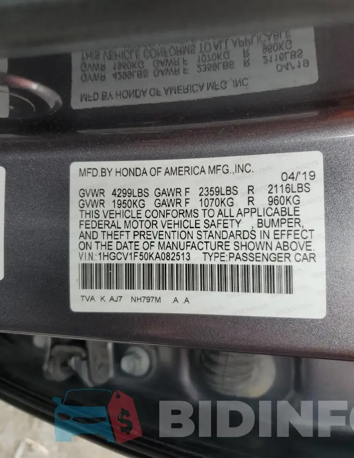 1HGCV1F50KA082513 Photo# 12