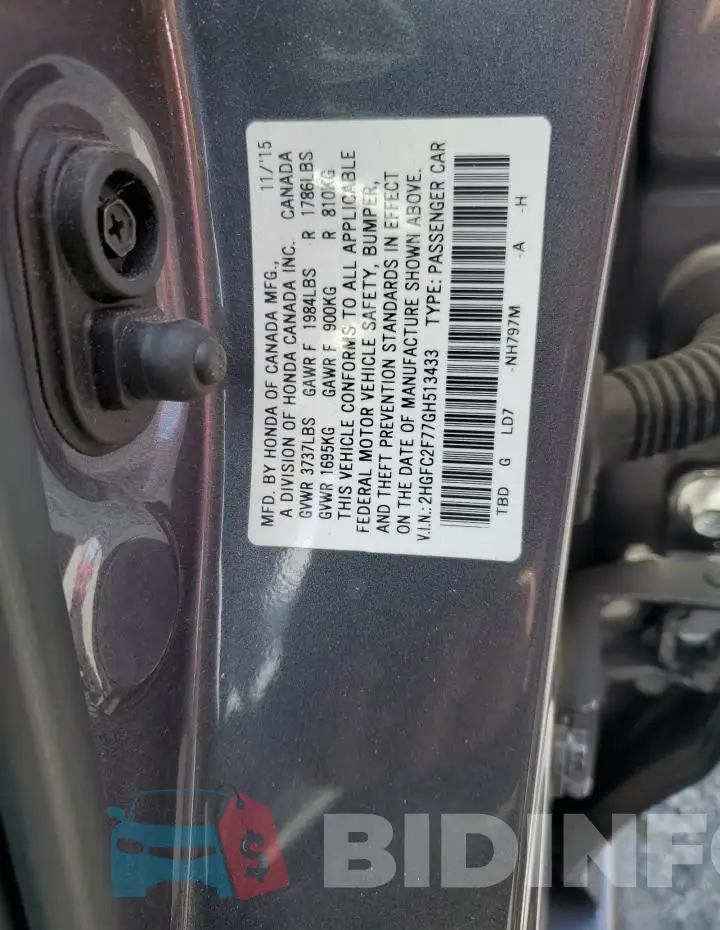 2HGFC2F77GH513433 Photo# 12