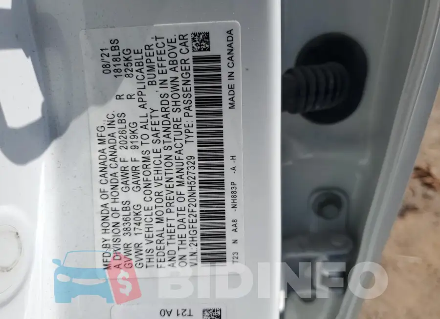 2HGFE2F20NH527329 Photo# 12