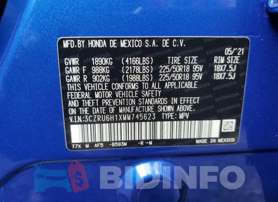 3CZRU6H1XMM745623 Photo# 12