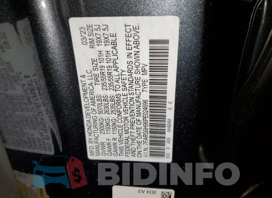7FARS6H96PE024696 Photo# 13