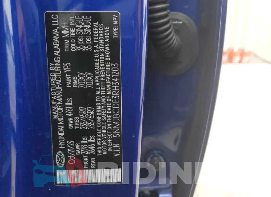 5NMJBCDE3RH341203 Photo# 13