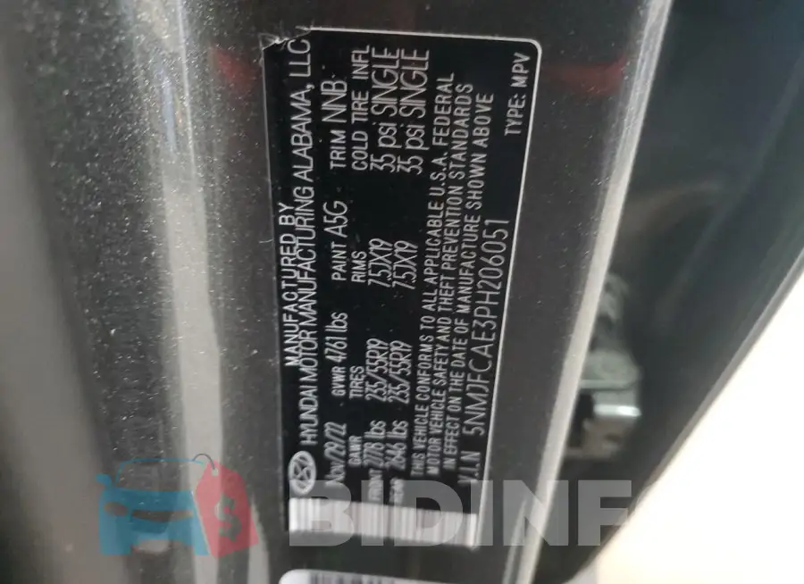 5NMJFCAE3PH206051 Photo# 13