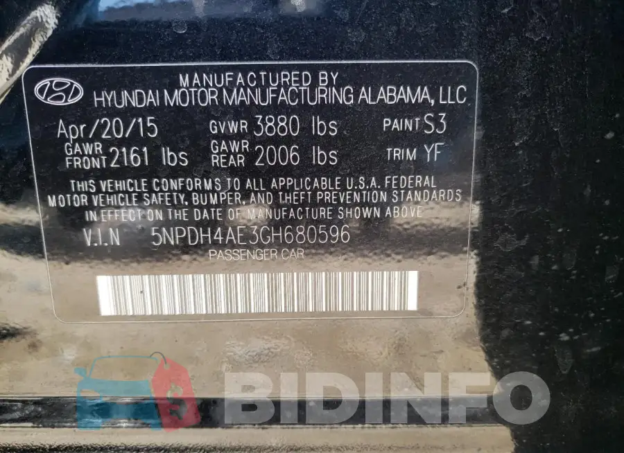 5NPDH4AE3GH680596 Photo# 13