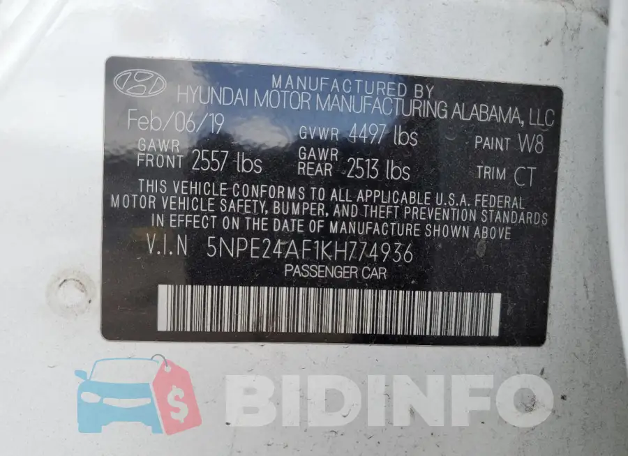 5NPE24AF1KH774936 Photo# 12