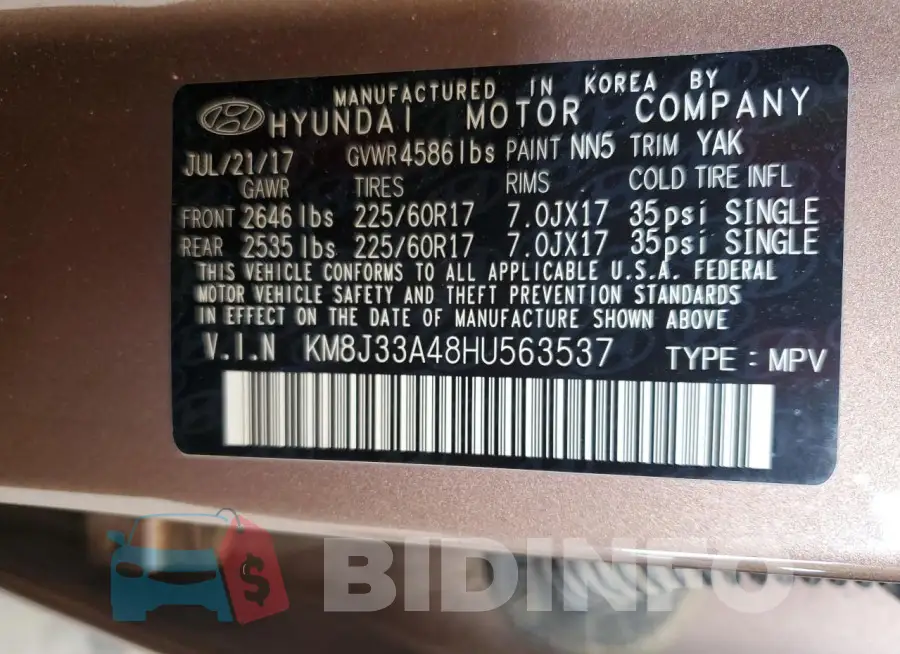 KM8J33A48HU563537 Photo# 13