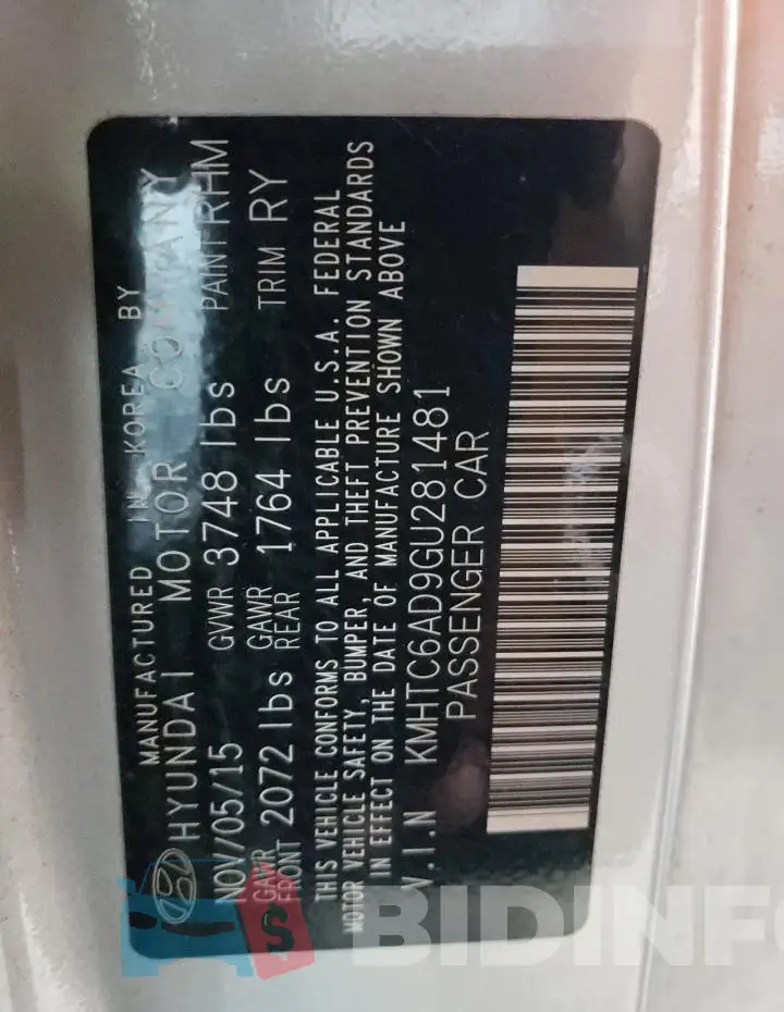KMHTC6AD9GU281481 Photo# 13
