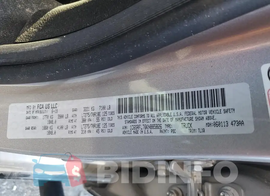 1C6SRFLT6KN885826 Photo# 12