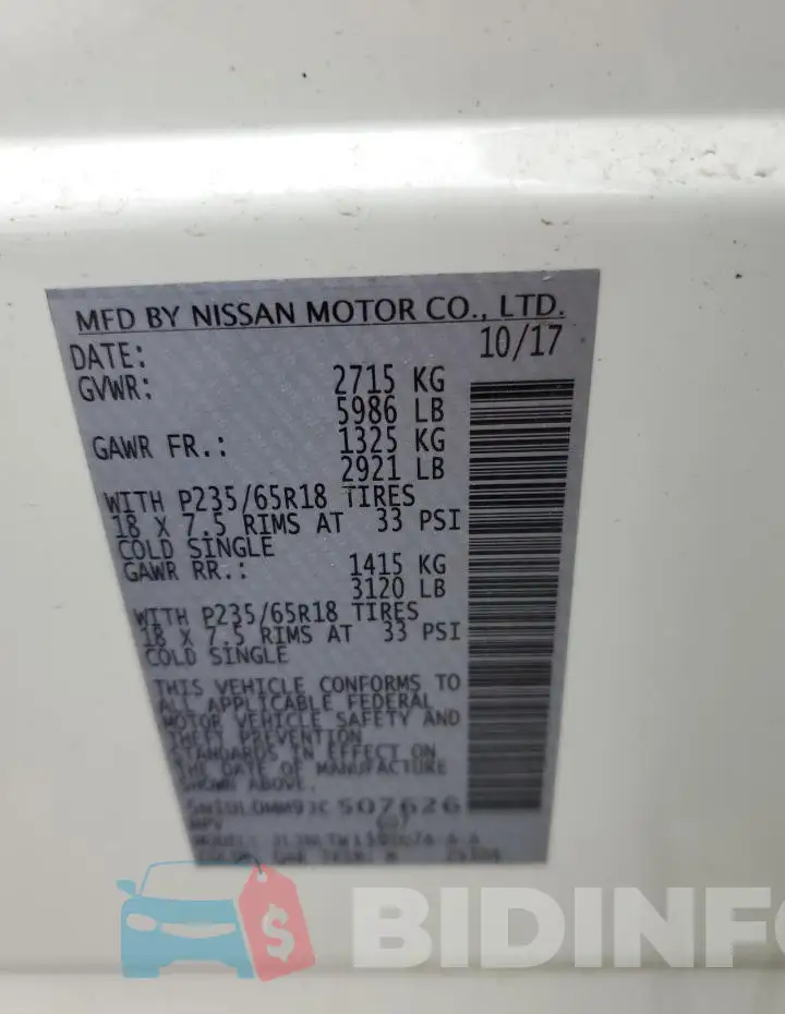 5N1DL0MM9JC507626 Photo# 13