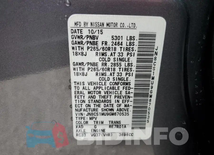JN8CS1MU9GM670535 Photo# 13