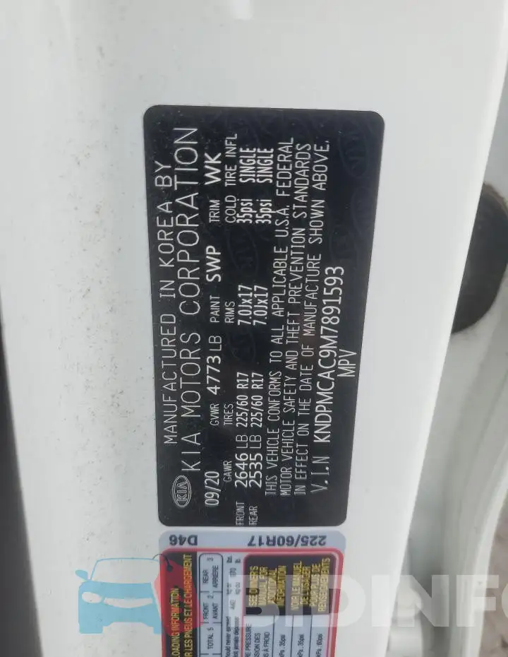 KNDPMCAC9M7891593 Photo# 13