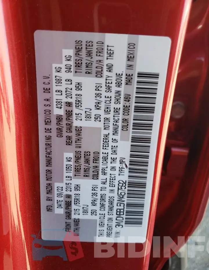 3MVDMBBL5NM457592 Photo# 13