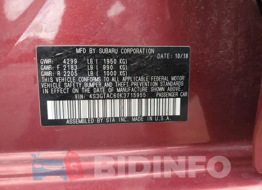 4S3GTAC60K3715955 Photo# 12