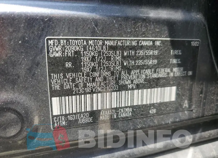 2T3C1RFV2NC210203 Photo# 13