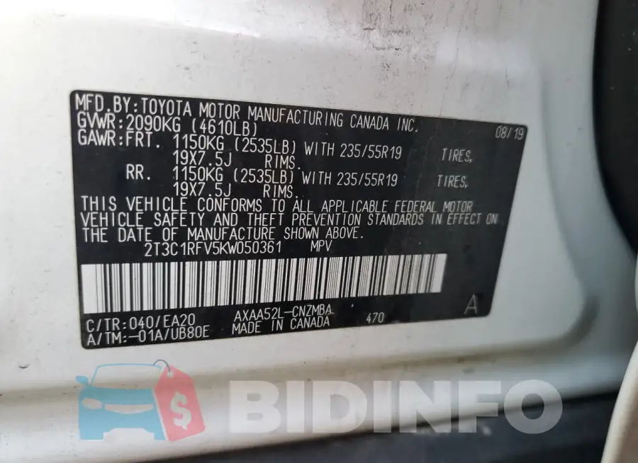 2T3C1RFV5KW050361 Photo# 13