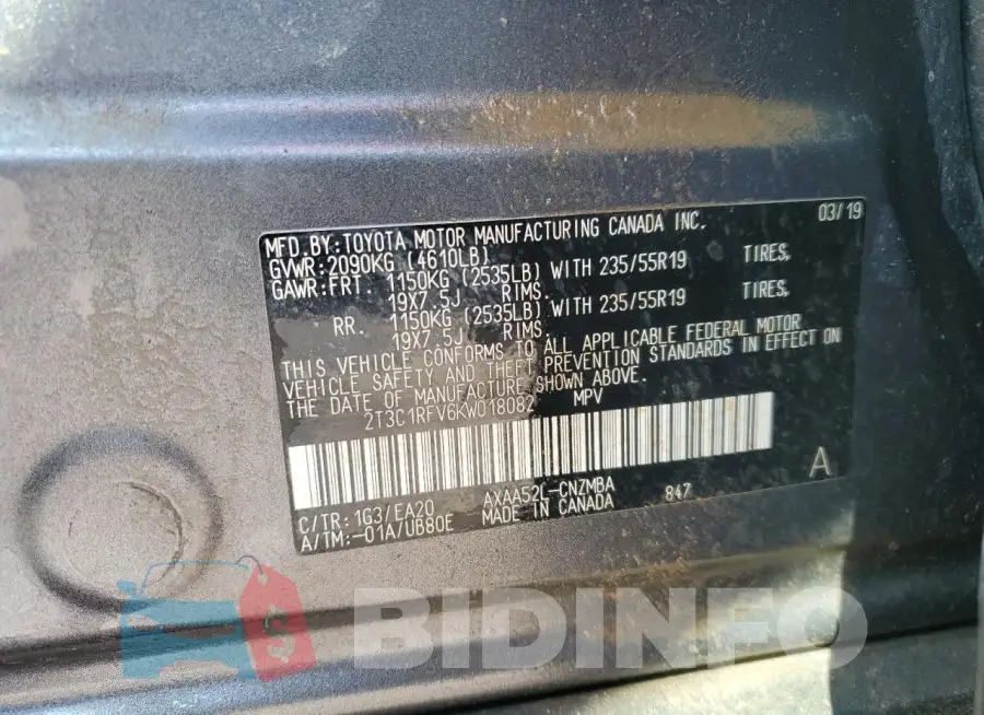 2T3C1RFV6KW018082 Photo# 14