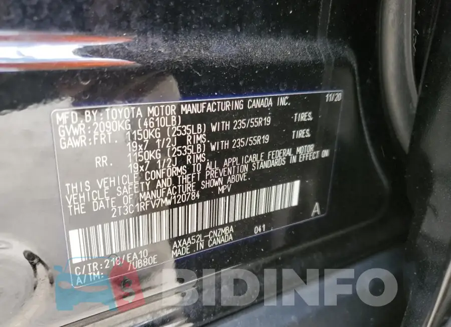 2T3C1RFV7MW120784 Photo# 13