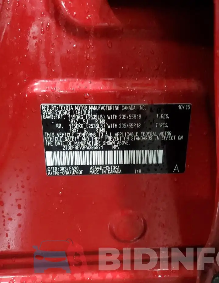 2T3DFREV3FW395921 Photo# 12