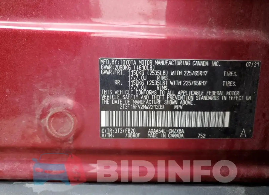 2T3F1RFV2MW221339 Photo# 12