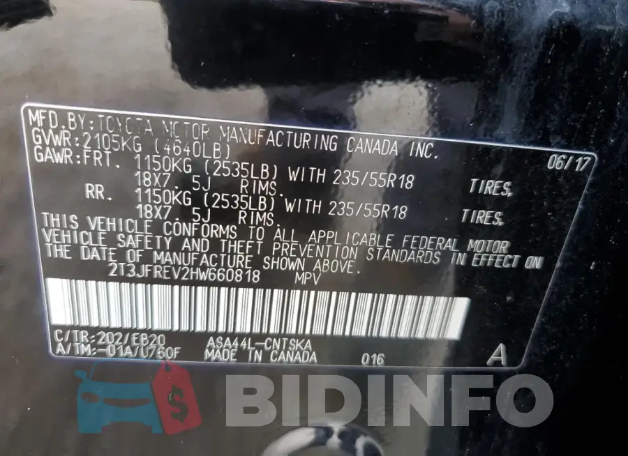 2T3JFREV2HW660818 Photo# 13