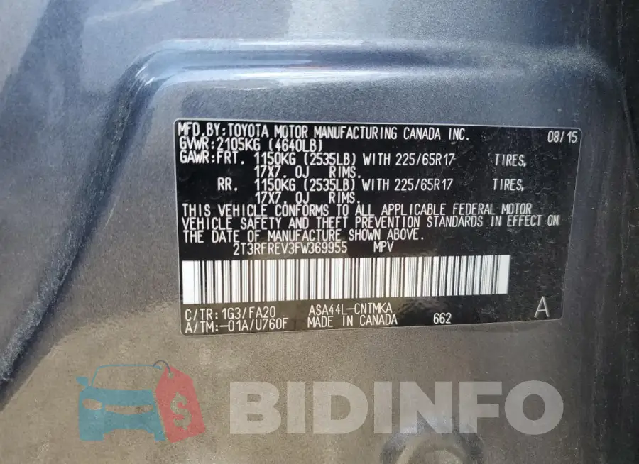 2T3RFREV3FW369955 Photo# 13