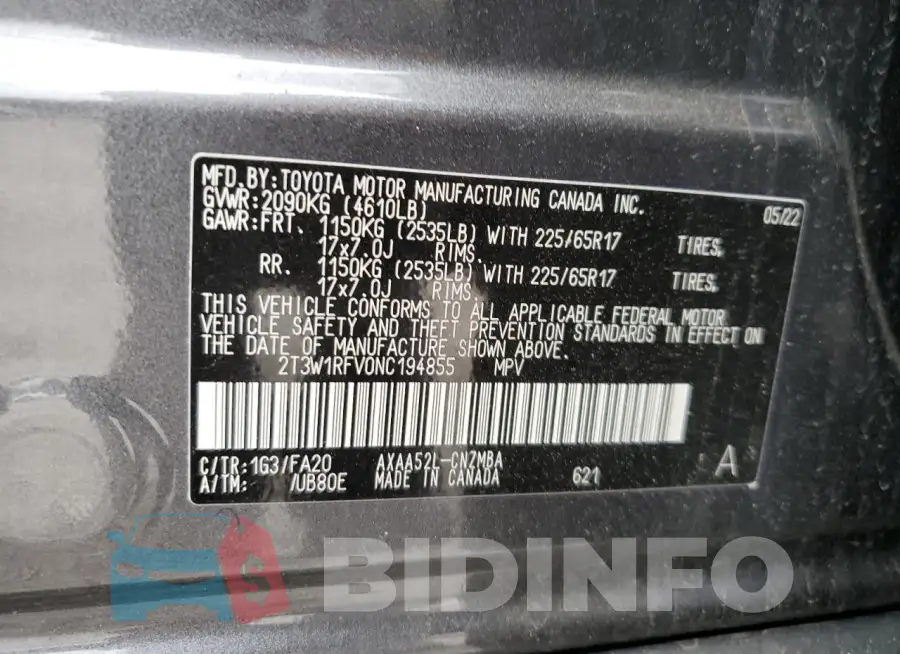 2T3W1RFV0NC194855 Photo# 12