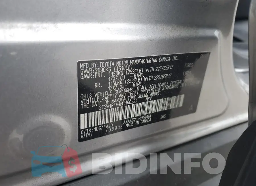 2T3W1RFV4MC160237 Photo# 12