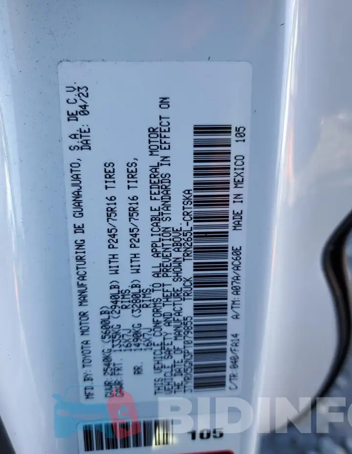 3TYRX5GN3PT079855 Photo# 12