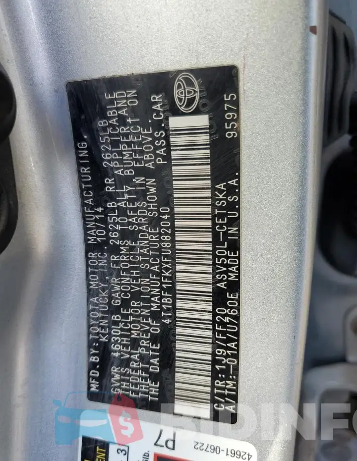 4T1BF1FKXFU882040 Photo# 12