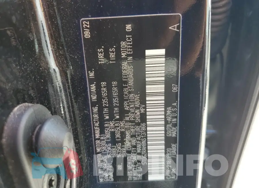 5TDGZRAH8NS137866 Photo# 13