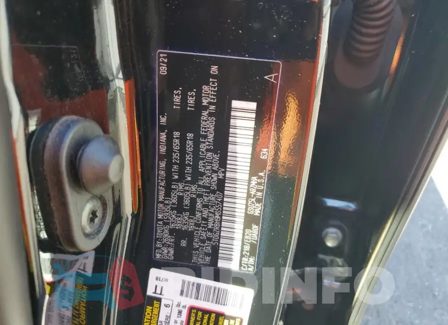 5TDGZRBH9MS557407 Photo# 13