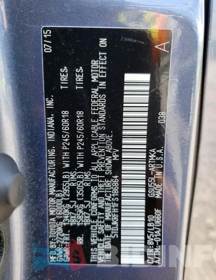 5TDJKRFH1FS186864 Photo# 13