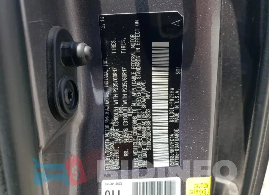 5TDKZ3DC4HS812852 Photo# 13