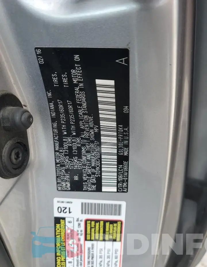 5TDYK3DC7GS710717 Photo# 13