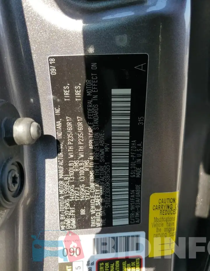 5TDZZ3DC6KS975251 Photo# 13