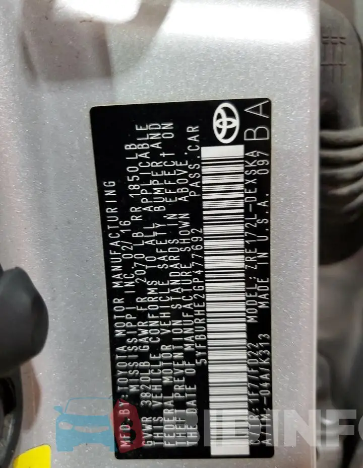 5YFBURHE2GP477692 Photo# 12