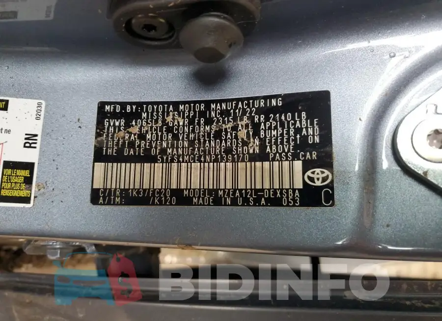 5YFS4MCE4NP139170 Photo# 12