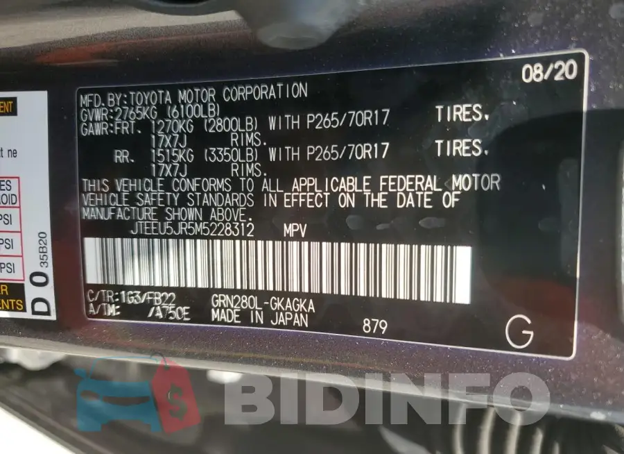 JTEEU5JR5M5228312 Photo# 13