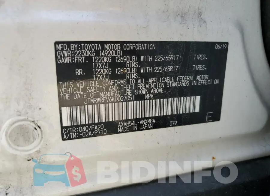 JTMRWRFV6KD027051 Photo# 14